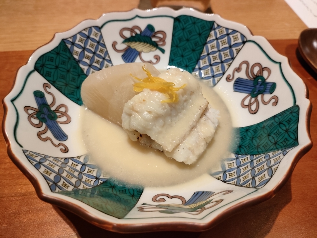 聖護院大根と穴子の白焼き 西京味噌仕立て